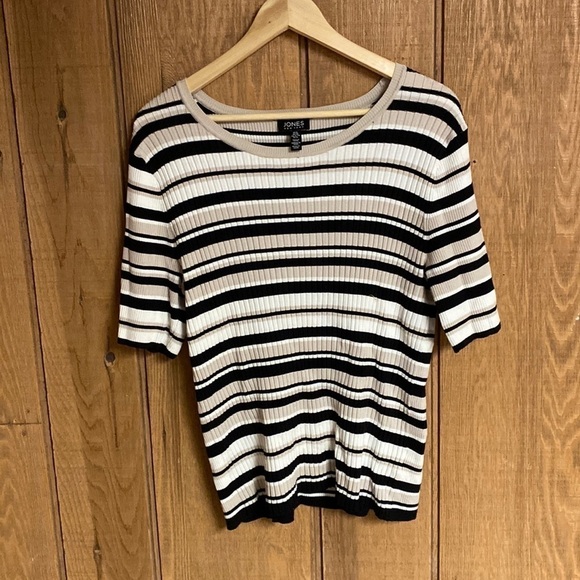 JONES New York short sleeve ribbed top women’s XL 80% viscose 20% nylon - Picture 1 of 5
